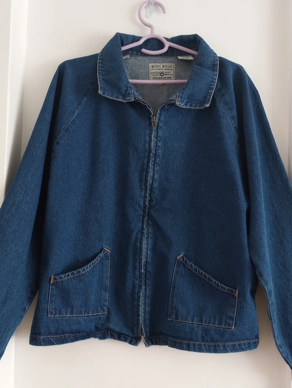 Vintage 100% Cotton Blue Denim Work Wear Jacket Size XL - Picture 2 of 13